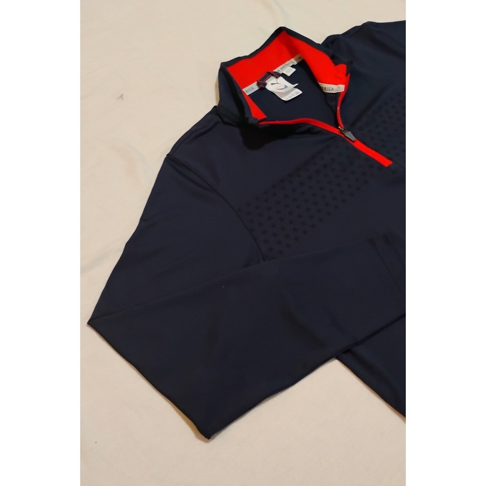 PUMA Volition America Men's Golf Pullover 1/4 Zip Long Sleeve Navy Red M